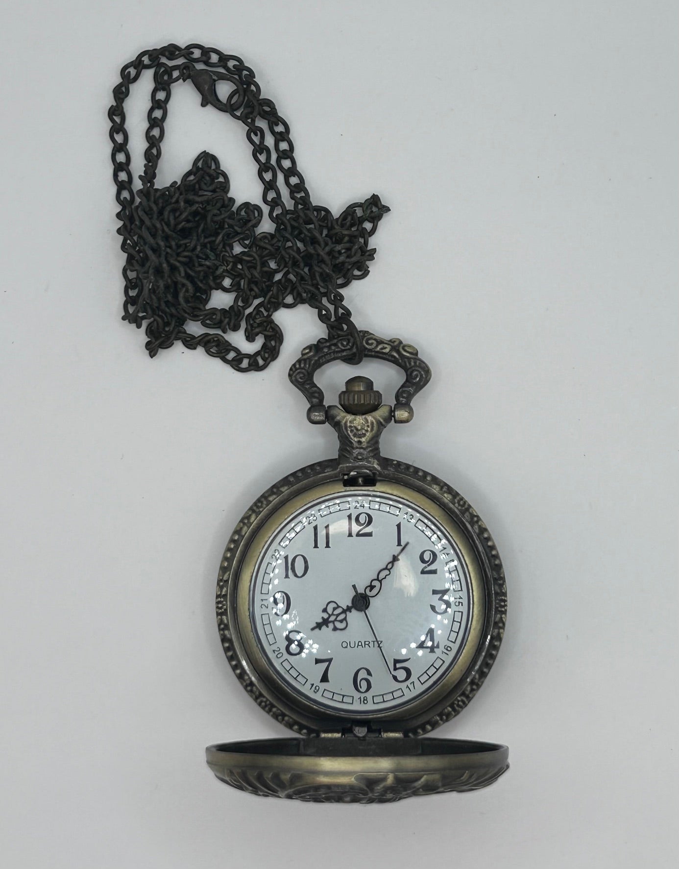 Vintage Railroad Pocket Watch Antique Case Brass Quartz Movement Steam Engine Train Image