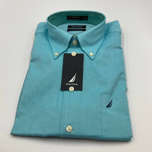 Nautica Men's Dress Shirt Aqua Blue Size L 16.5 34/35 New with Tags