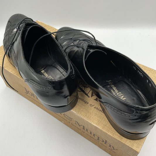 Johnston & Murphy Black Leather Wingtip Size 9M Dress Shoes