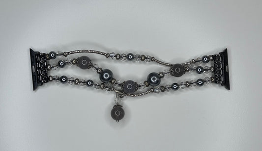 Apple Watch Band Women's Beaded Gray 5 3/4" Bracelet Band