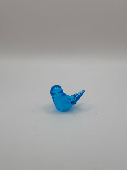 Handmade Miniature Artisan Bright Blue Mini 1 Inch Glass Bird
