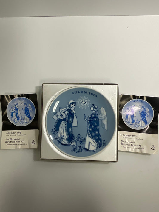Julen Porsgrund Vintage 1973 Promise of the Saviour Plate With Original Box