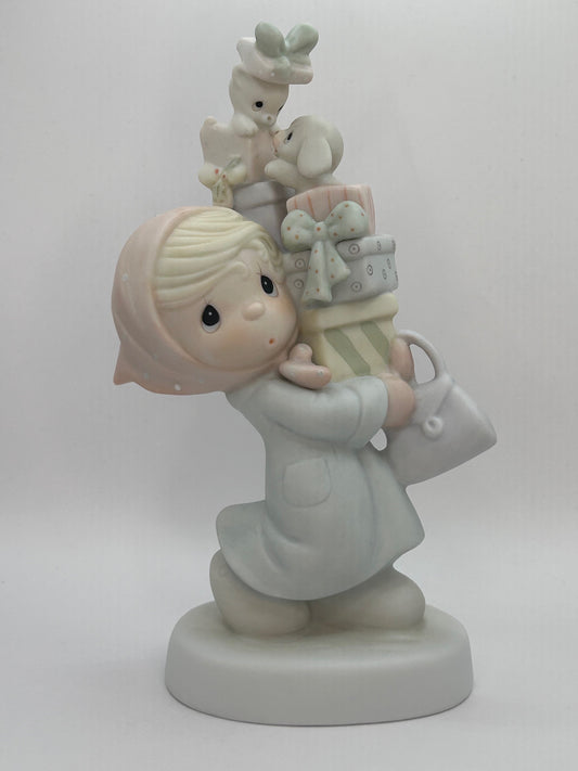 Precious Moments Vintage 1982 Bundles of Joy Hand Painted Porcelain Collectible Figurine Original Box