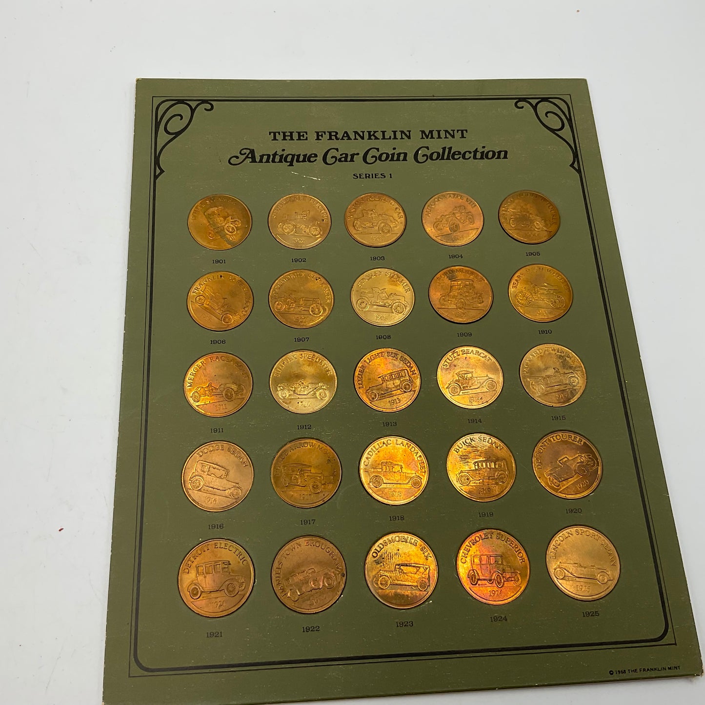 Franklin Mint Antique Car Coin Collection Series 1 1968