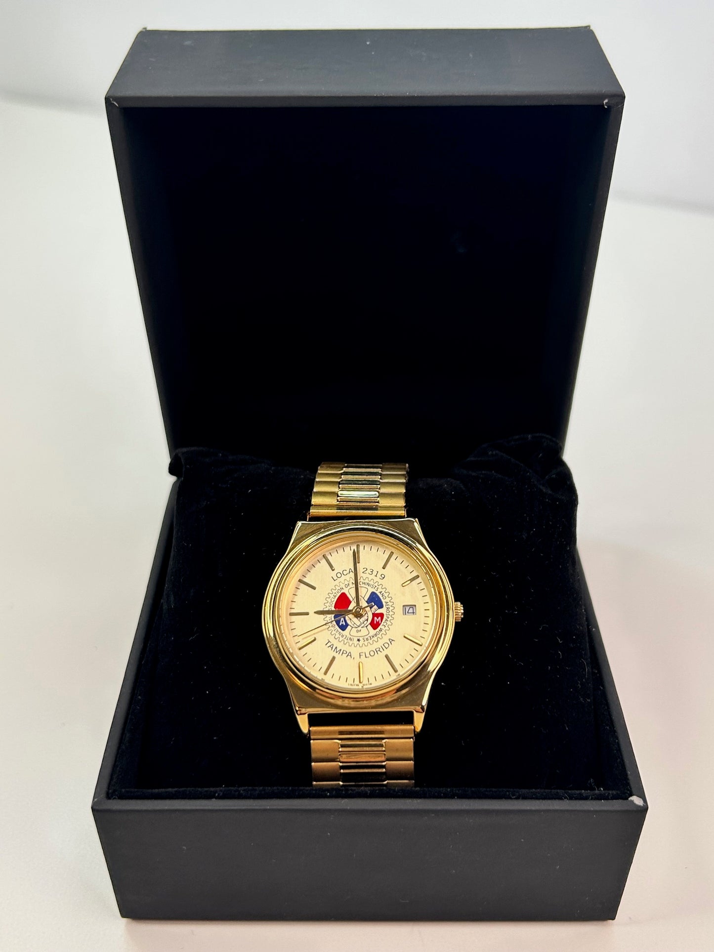 International Association of Machinists and Aerospace Workers Union Tampa Florida Commemorative Goldtone Watch
