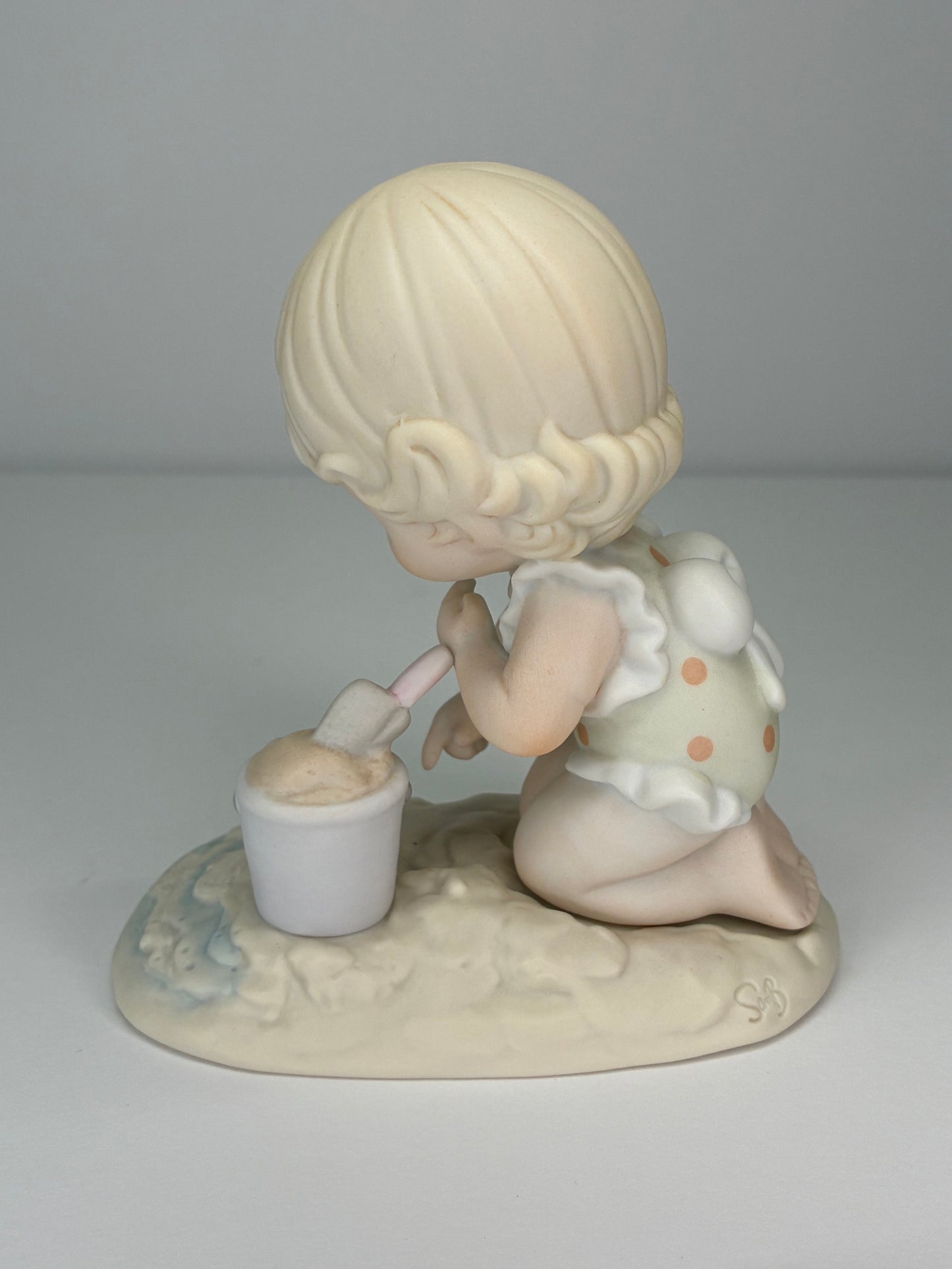 Precious Moments Vintage 1993 Members Only Figurine His Little Treasure Hand Painted Porcelain Collectible Figurine Original Box
