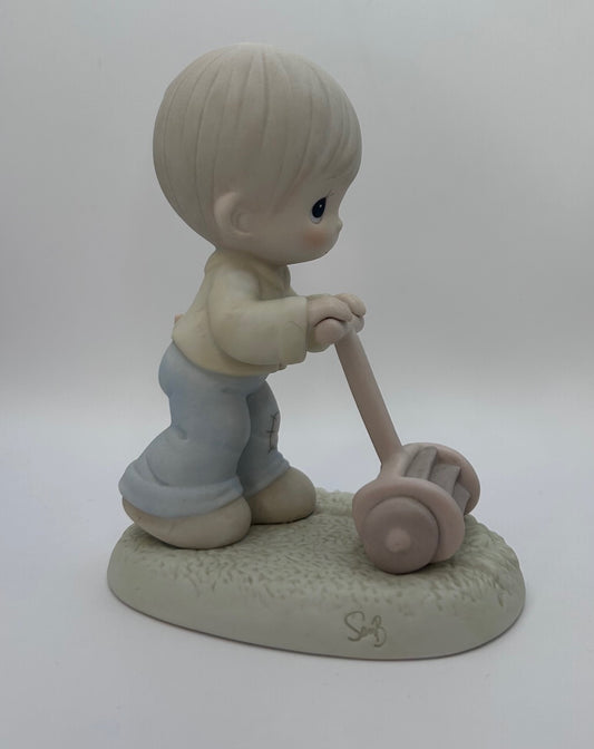 Precious Moments Vintage 1989 Members Only Figurine Mow Power To Ya! New in Box