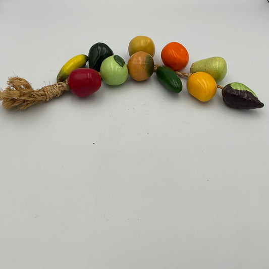 Pair Ceramic Fruit Vegetable on Jute Braid