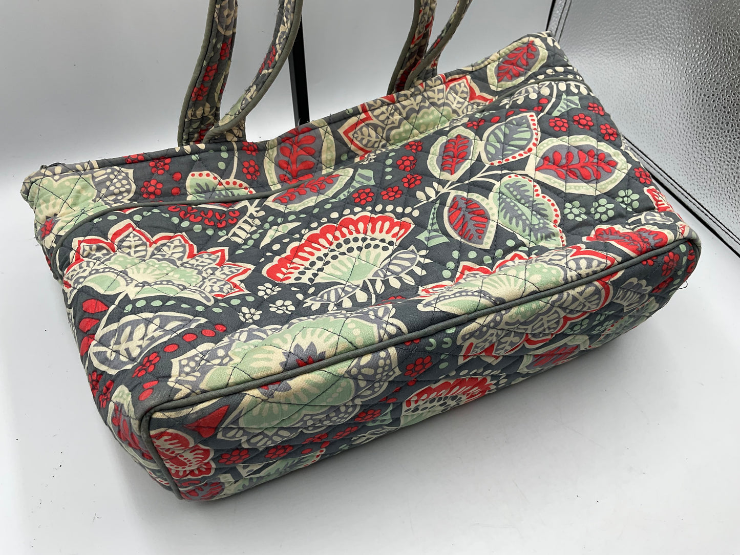 Vera Bradley Quilted cotton Tote Shoulder Bag Floral Paisley grey red