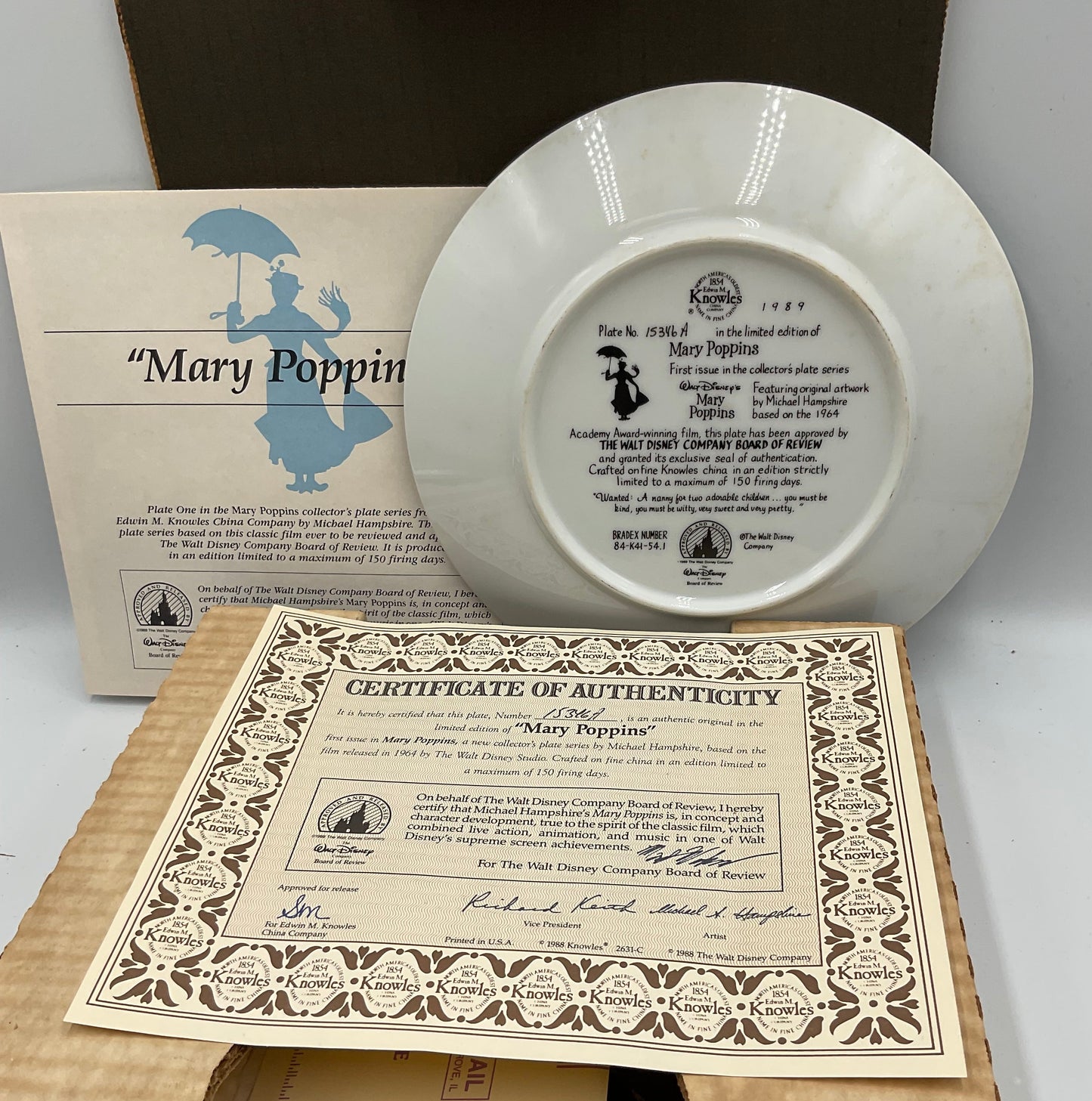Edwin M. Knowles Bradford Exchange Limited Edition Mary Poppins China Plate