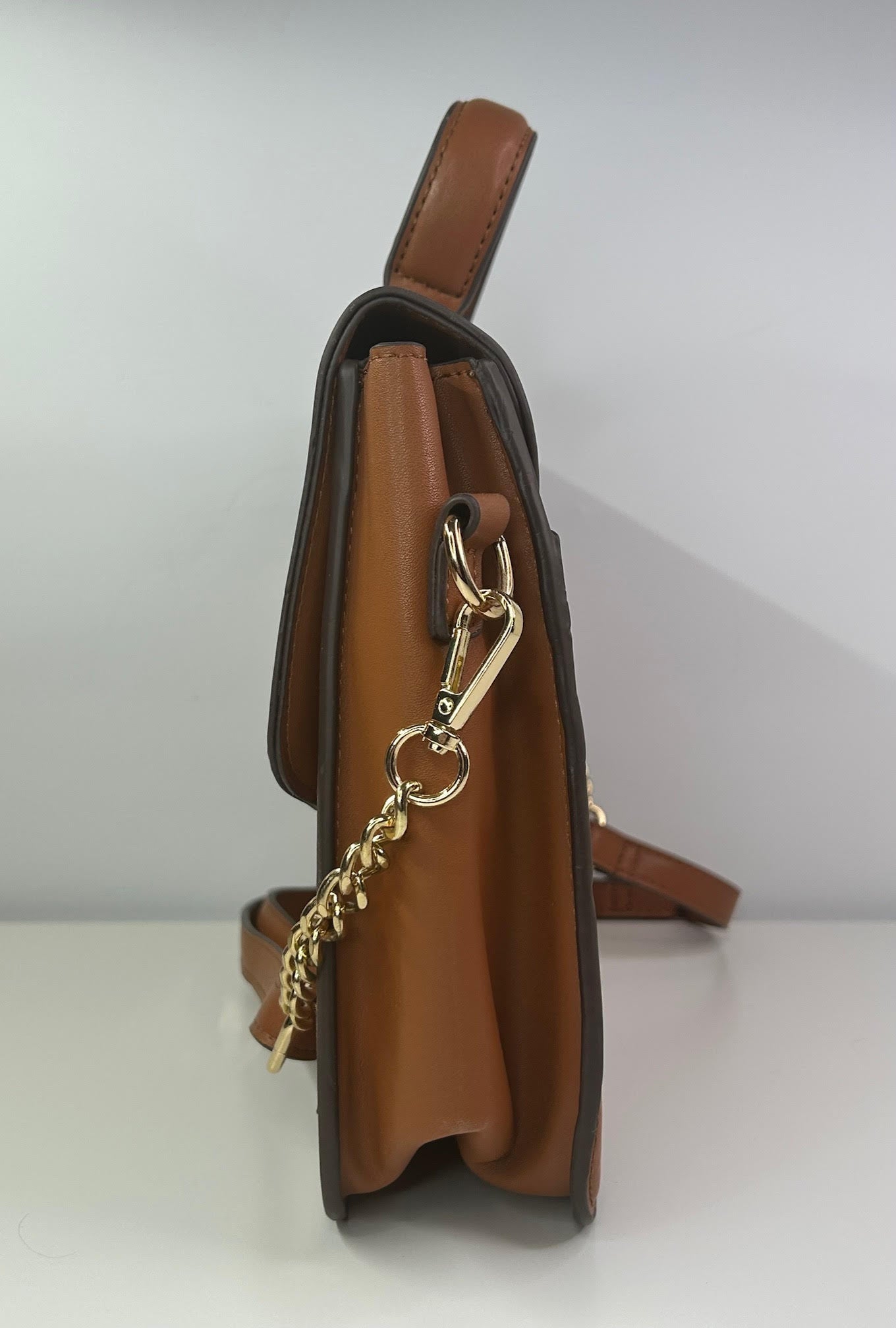 IMAN Women's Global Chic Caramel Brown and Floral Shoulder Handbag Interchangeable Top