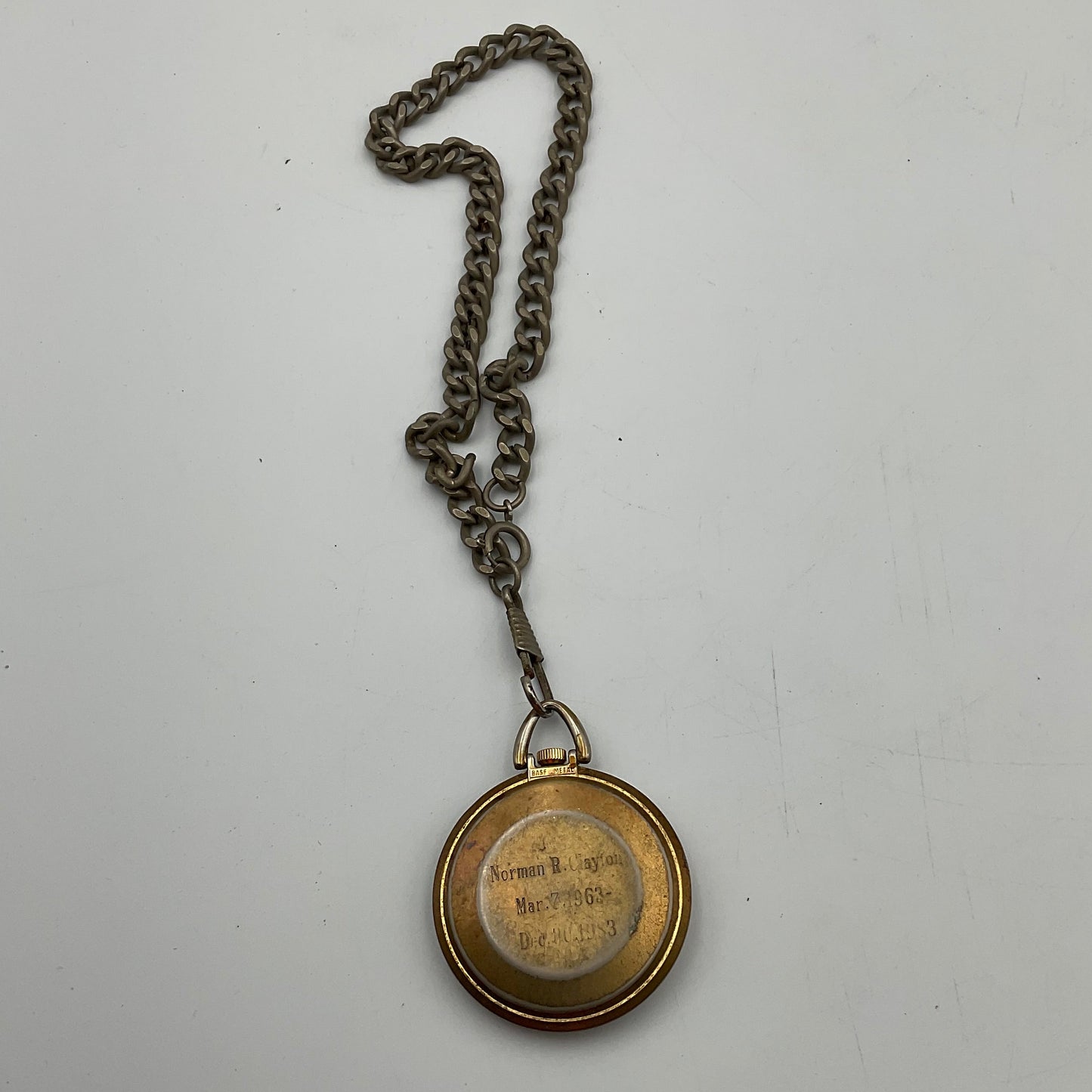 Vintage Timex Goldtone Pocket Watch Engraved Inscribed