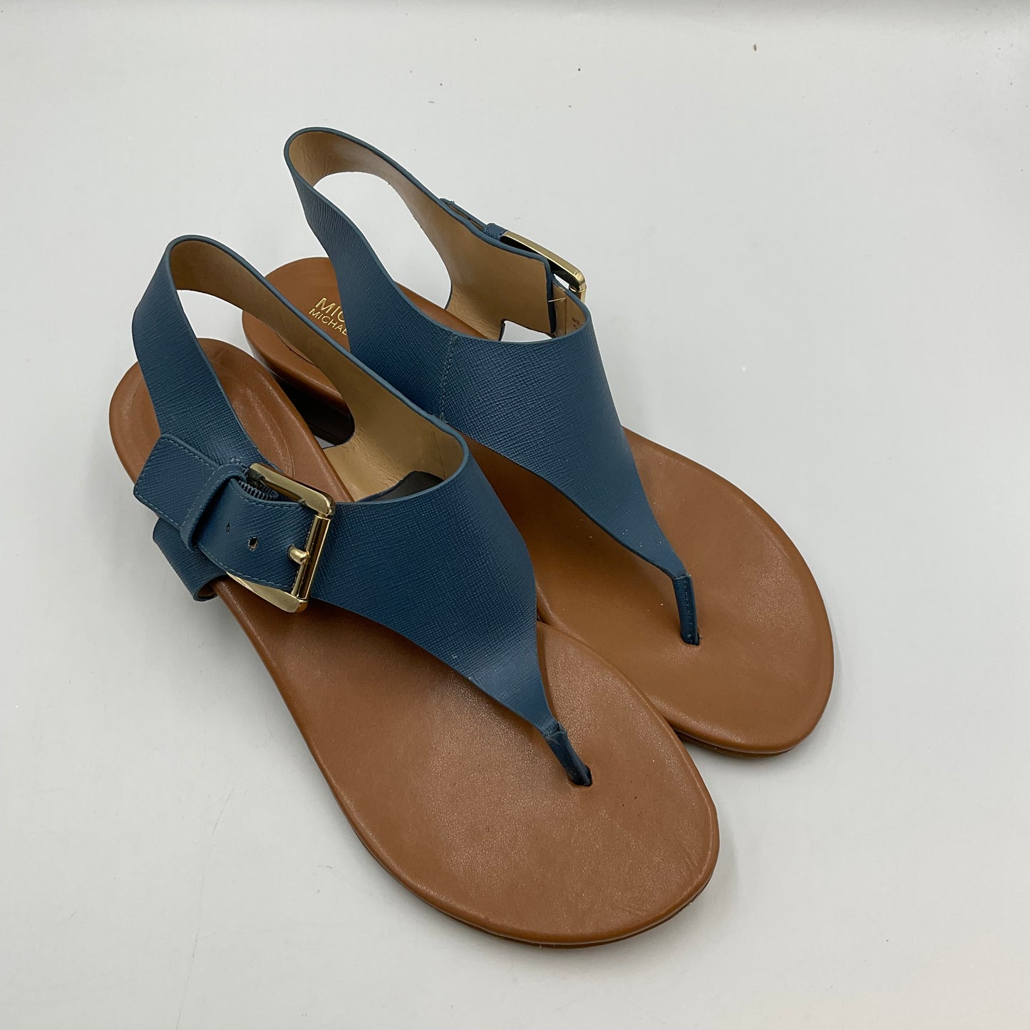 Michael Kors London Thong Block Heel Blue Size 7.5