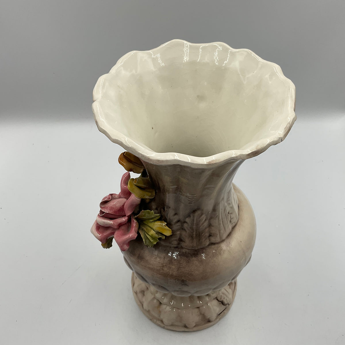 Capodimonte Porcelain Floral Designed Flower Vase Vintage