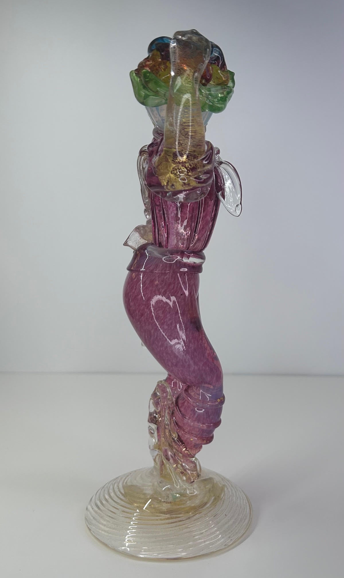 Ercole Barovier & Toso Vintage 1930-1960 Murano Glass Venetian Man Fruit Basquet Basket