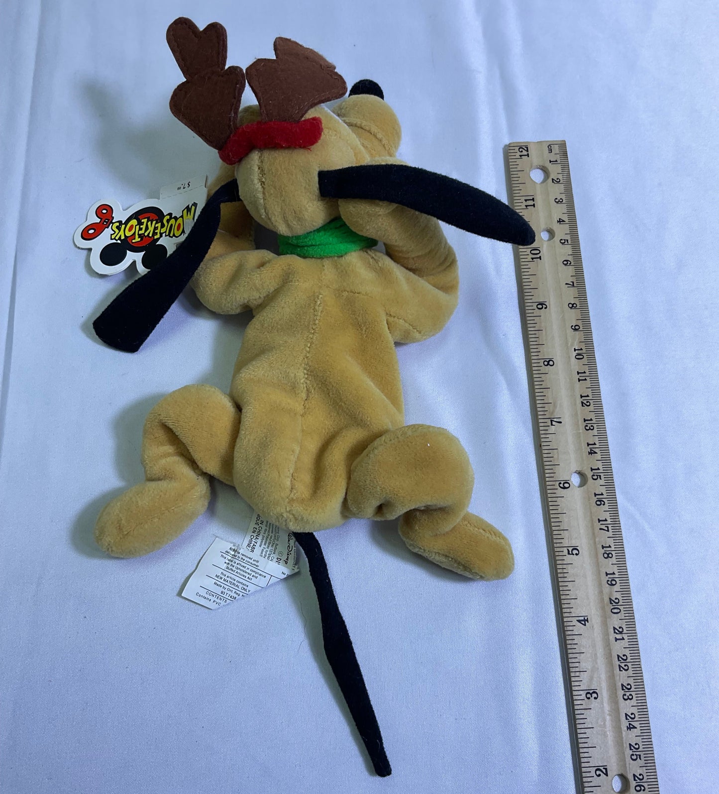 Pluto Christmas Reindeer Mouseketoys Disney Plush Bean Bag Stuffed Dog Christmas New