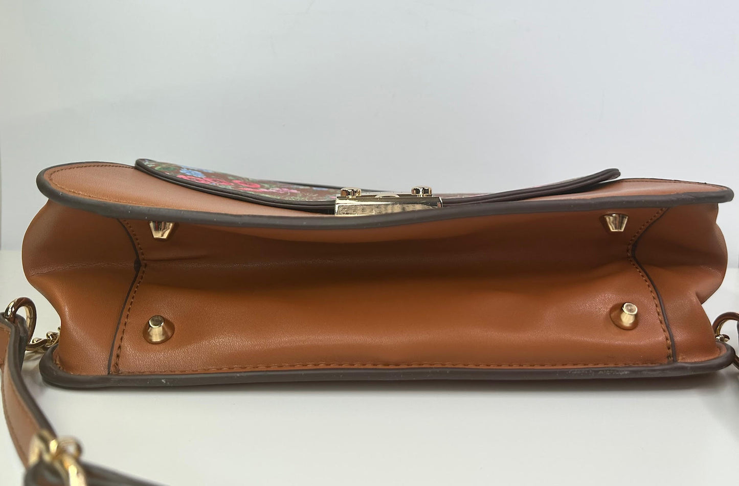 IMAN Women's Global Chic Caramel Brown and Floral Shoulder Handbag Interchangeable Top