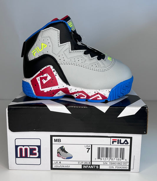 Fila Basketball Shoes Sneakers US Size 7 Infant Blue Black Gray New in Box