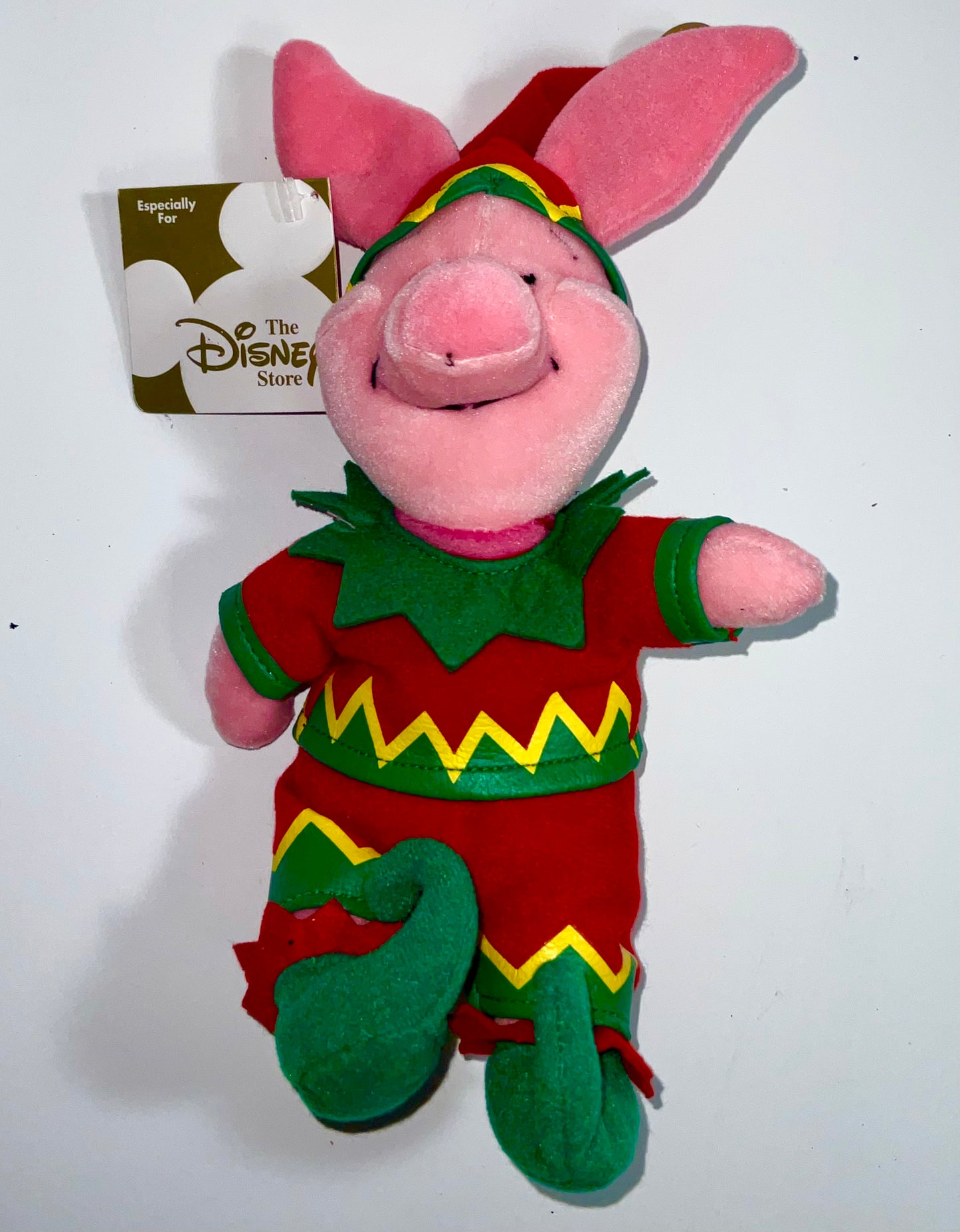 Christmas Holiday Elf Piglet Vintage Winnie the Pooh Bear & Friends Mini Beanbag Beanie Plush Disney Collectible
