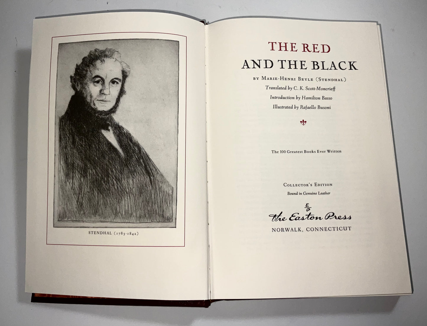 The Red and The Black by Marie-Henri Beyle (Stendhal) Vintage 1980 Easton Press 100 Greatest Books Ever Written Leather-Bound Collector's Edition
