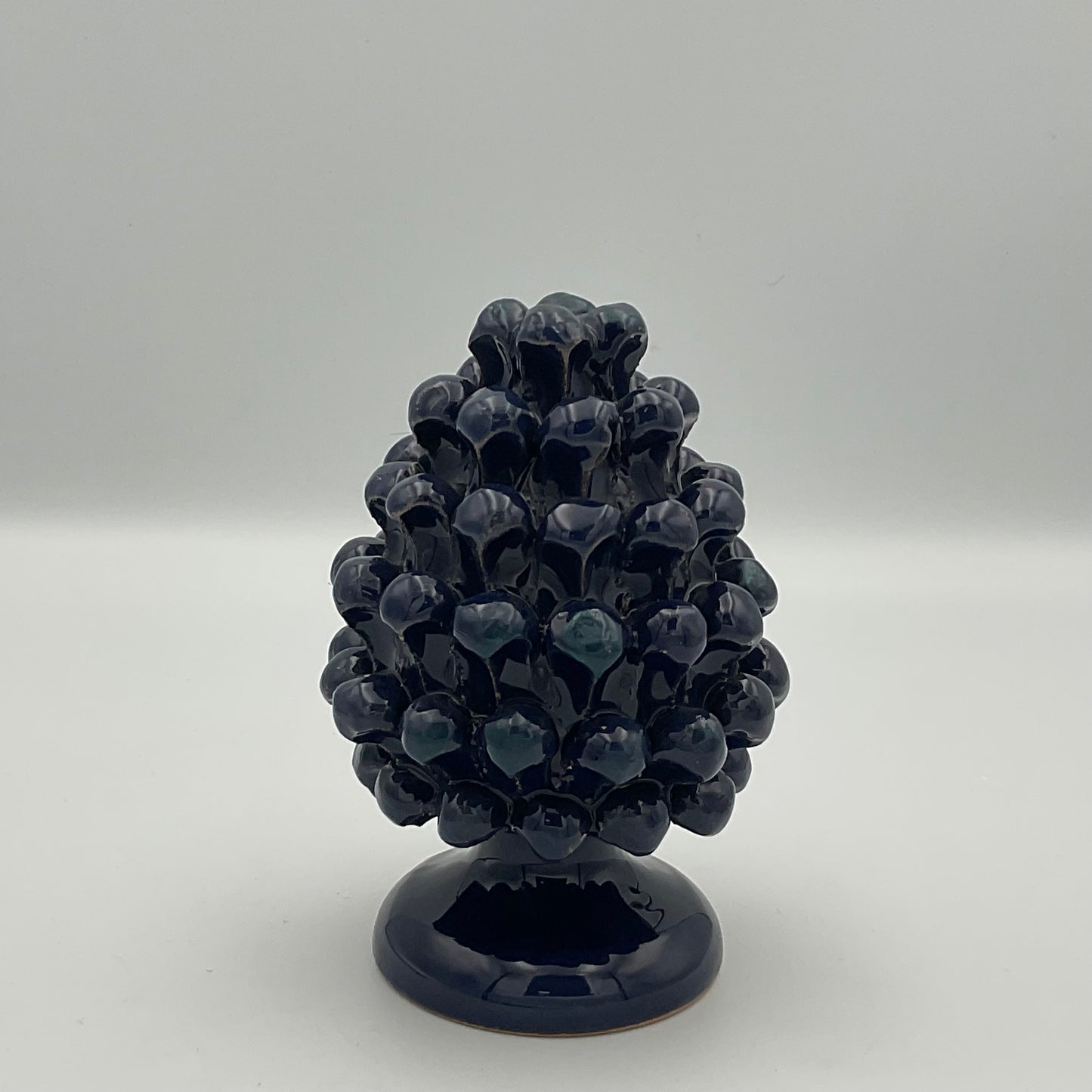 Caltagirone Deep Blue Sicilian Ceramic Pine Cone Rampulla Italy Artist Signed