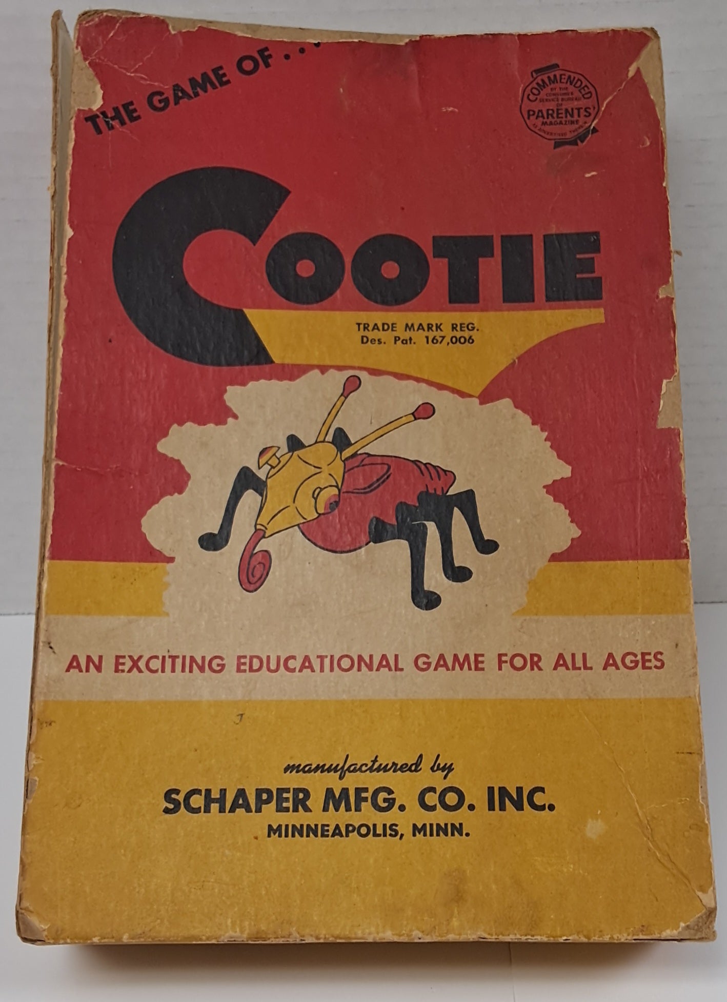 The Game of Cootie Vintage 1949 Build A Bug Board Game Original Box 1950s Edition