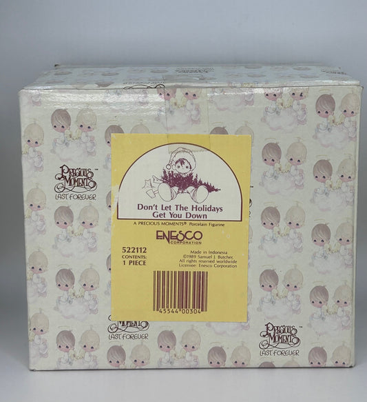 Precious Moments Vintage 1989 Don't Let The Holidays Get You Down Figurine Original Box