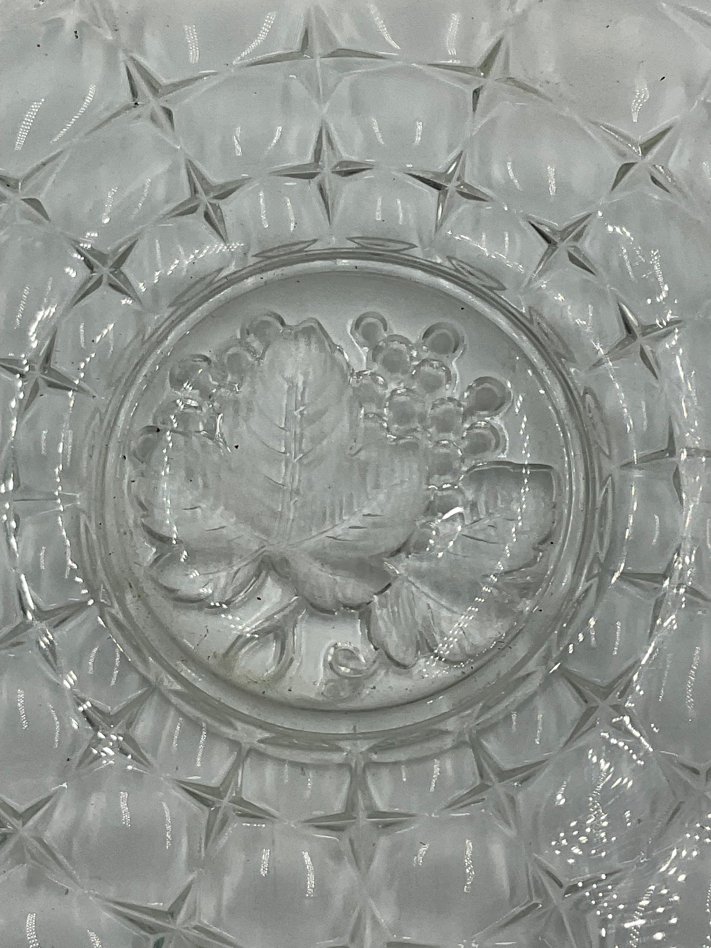 Vintage Large Grape-Motif Glass Serving Platter