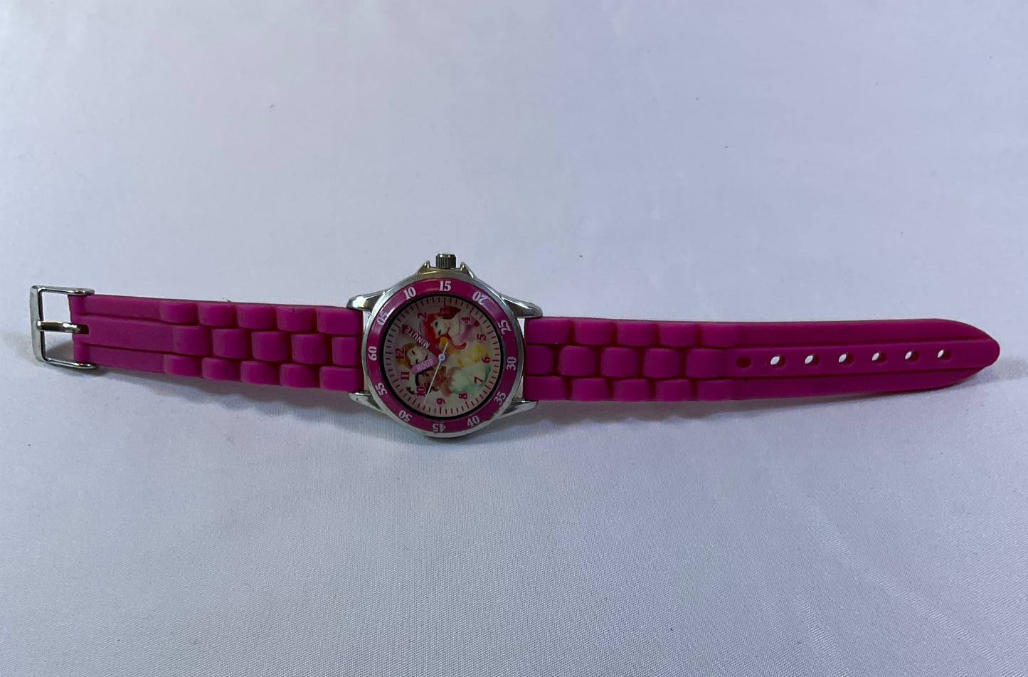 Disney Princesses Time Teacher Watch Pink Silicone Band Working Condition New Battery