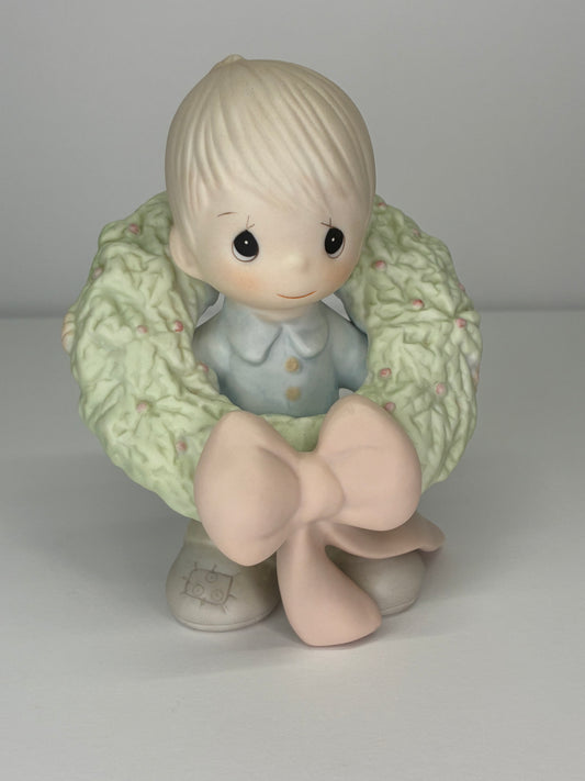 Precious Moments Vintage 1983 Surrounded With Joy Hand Painted Porcelain Collectible Figurine Original Box Mint