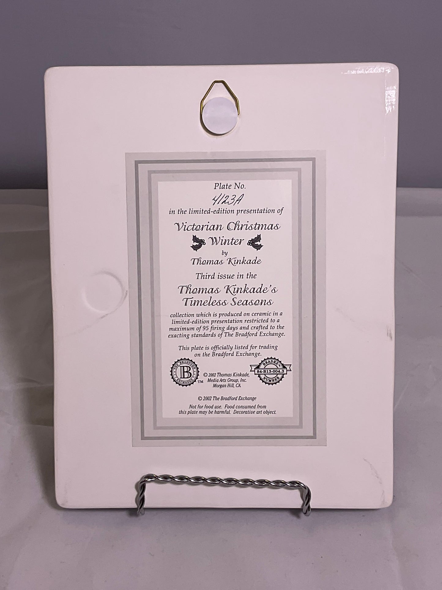 Thomas Kinkade Bradford Exchange Limited Edition Winter Victorian Christmas Ceramic Plaque