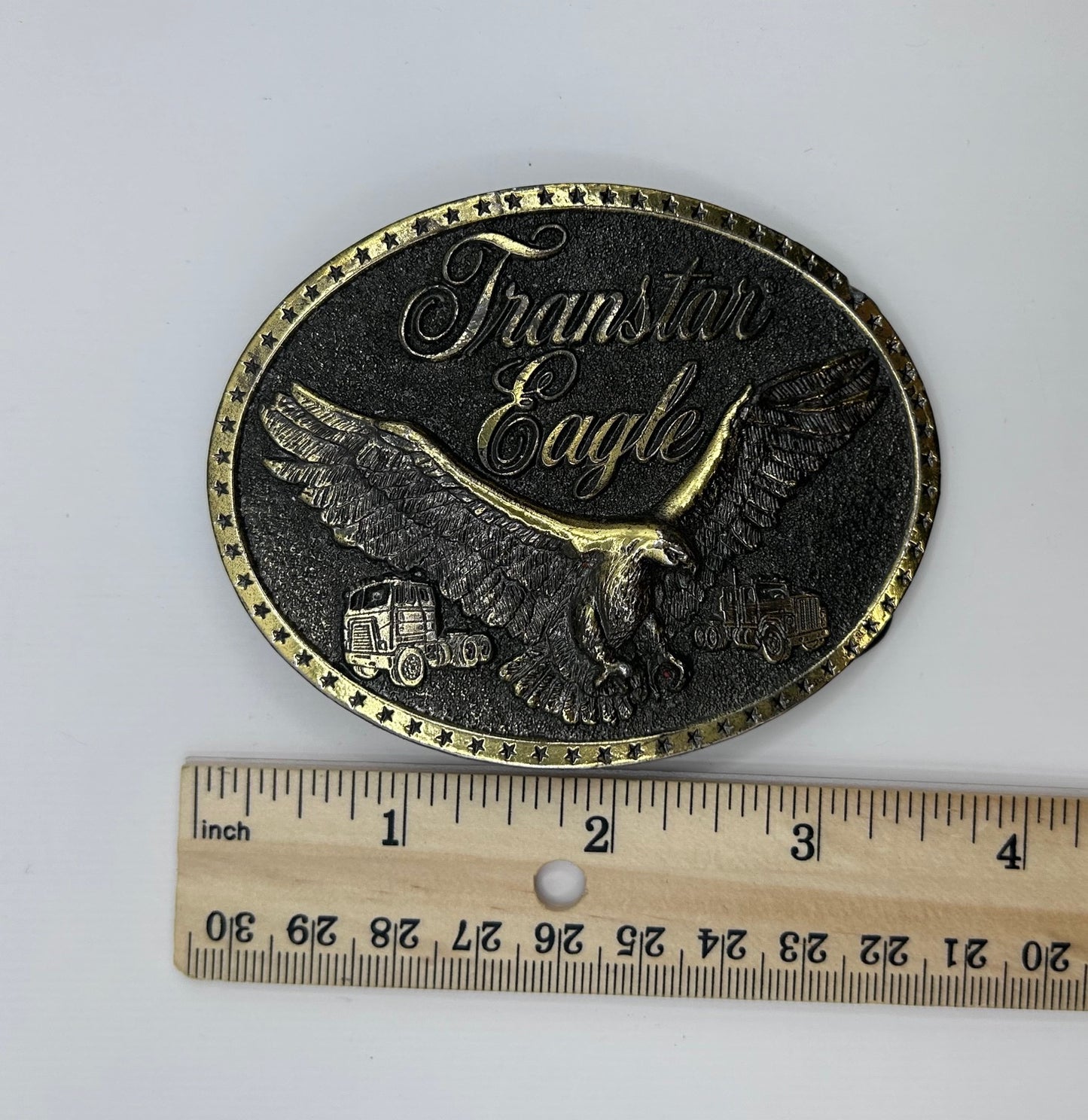 Transtar Eagle Trucking Vintage Brass Belt Buckle