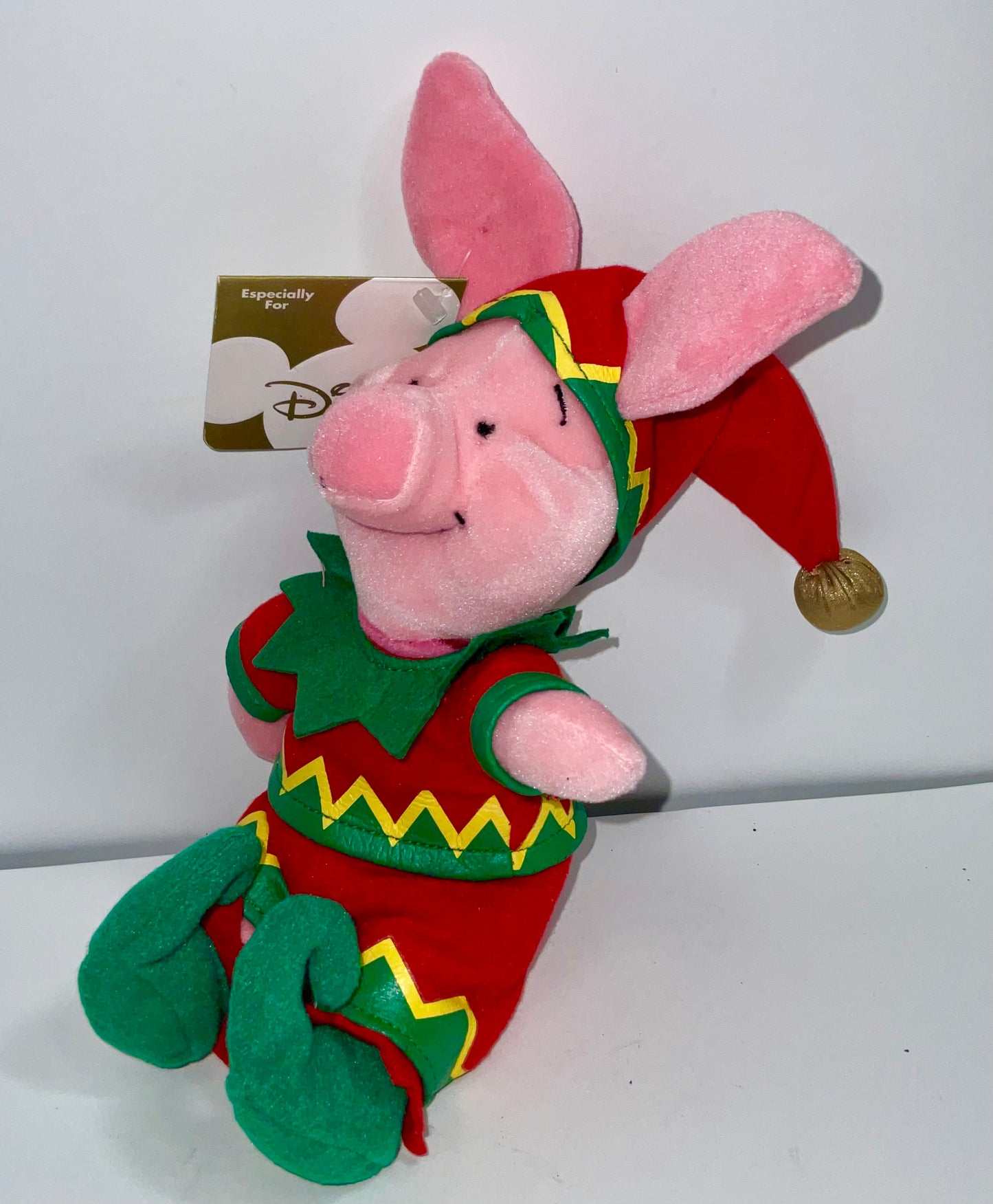 Christmas Holiday Elf Piglet Vintage Winnie the Pooh Bear & Friends Mini Beanbag Beanie Plush Disney Collectible
