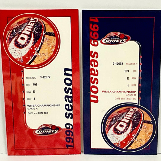 1999 Season WNBA Houston Comets Ticket Stubs