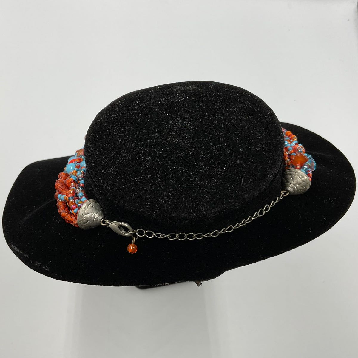 Red Blue Long Beaded Necklace