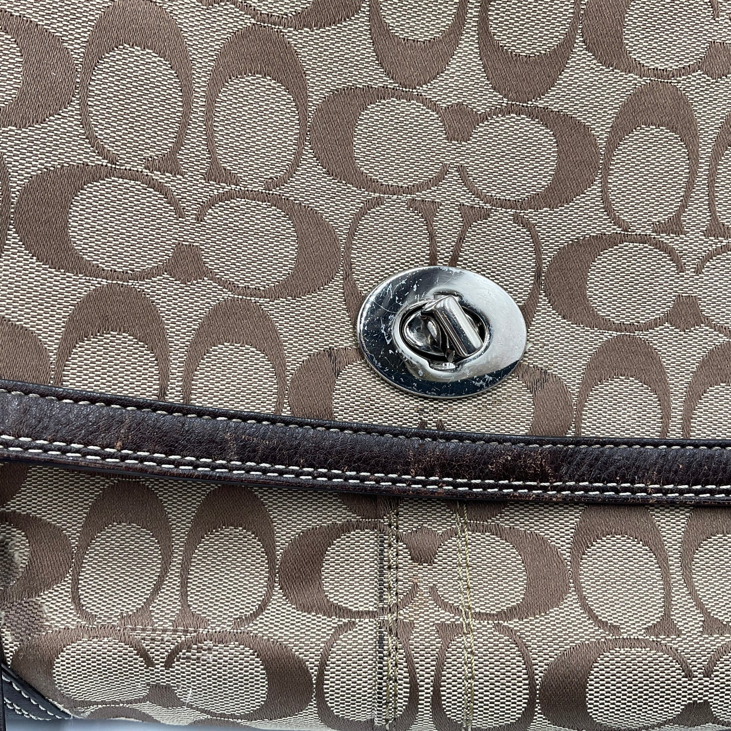 Coach Shoulder Bag Classic Signature Brown Canvas Pattern