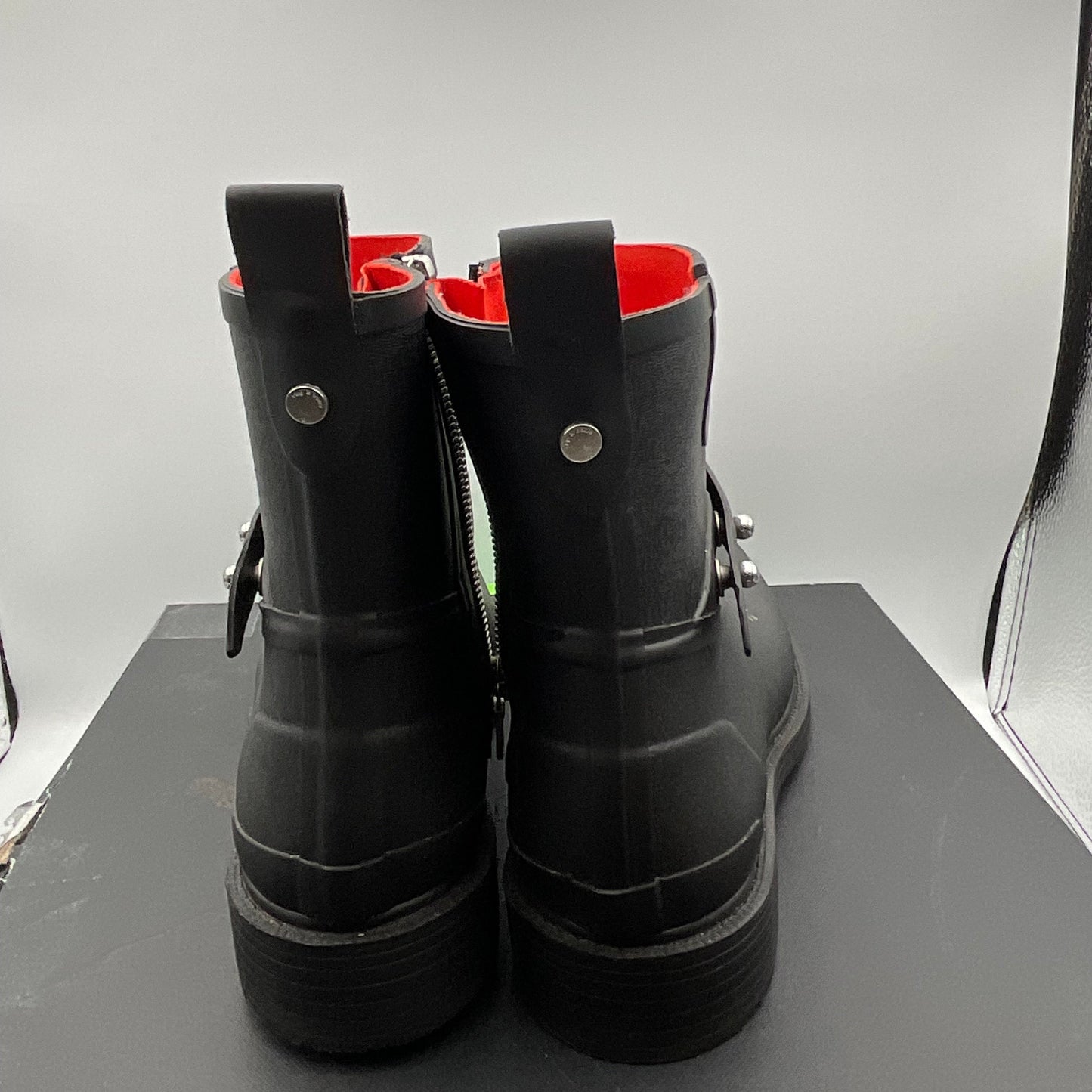 Rag and Bone Black Moto Rain Boots Size 6 In-Box