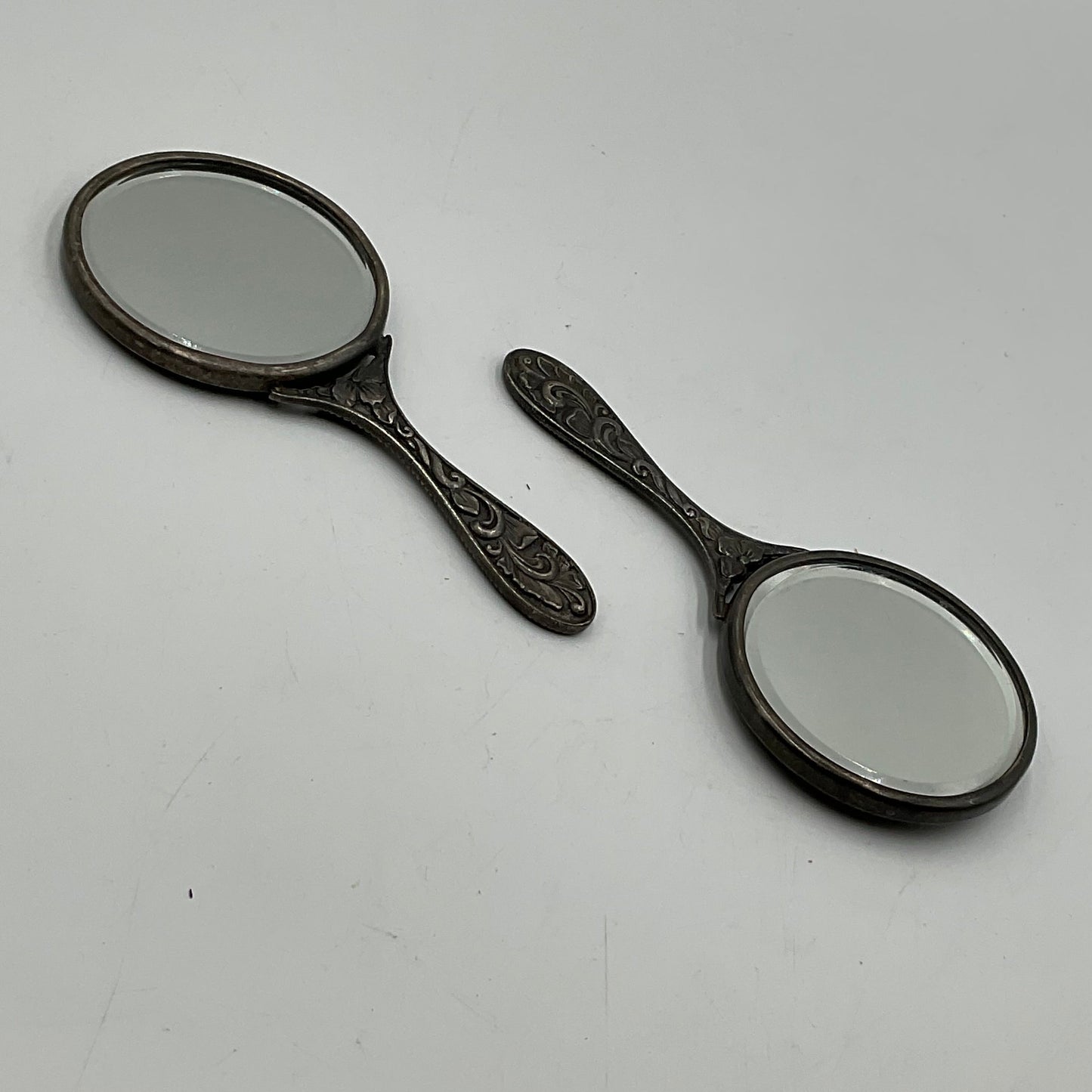 Ready JB Danish Silvertone Handheld Mirrors