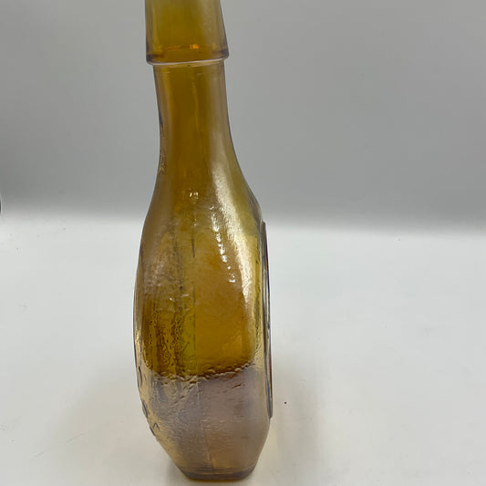 Vintage 1969 Wheaton Amber Carnival Glass Bottle