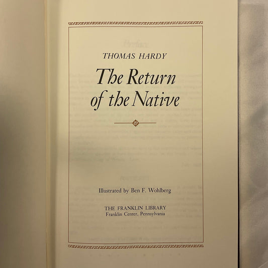 The Return of The Native by Thomas Hardy Vintage 1980 The Franklin Library Leather Bound Hardcover Book