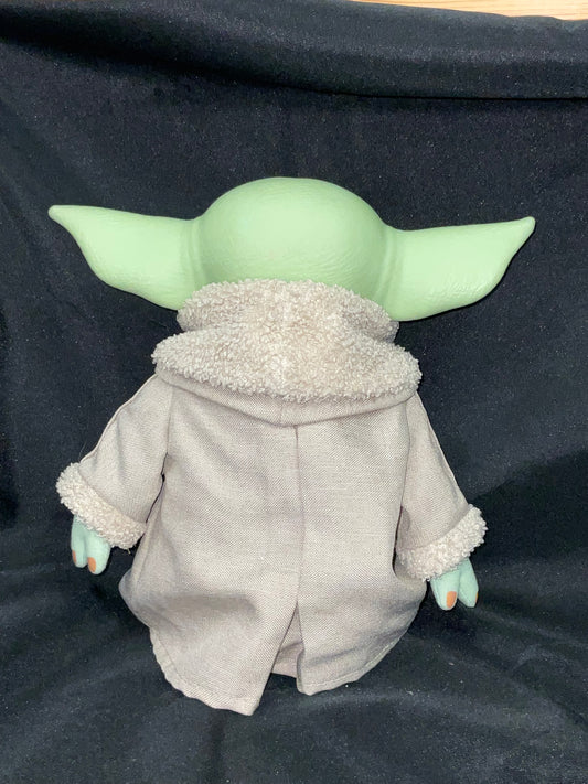Star Wars The Mandalorian Grogu Plush 11” Doll Tan Robe Soft Body Firm Head