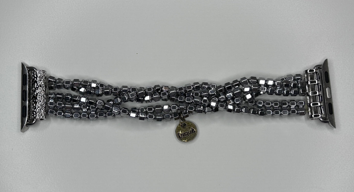 Apple Watch Band Women's Beaded Silver Bracelet 5.5"