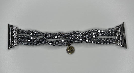 Apple Watch Band Women's Beaded Silver Bracelet 5.5"
