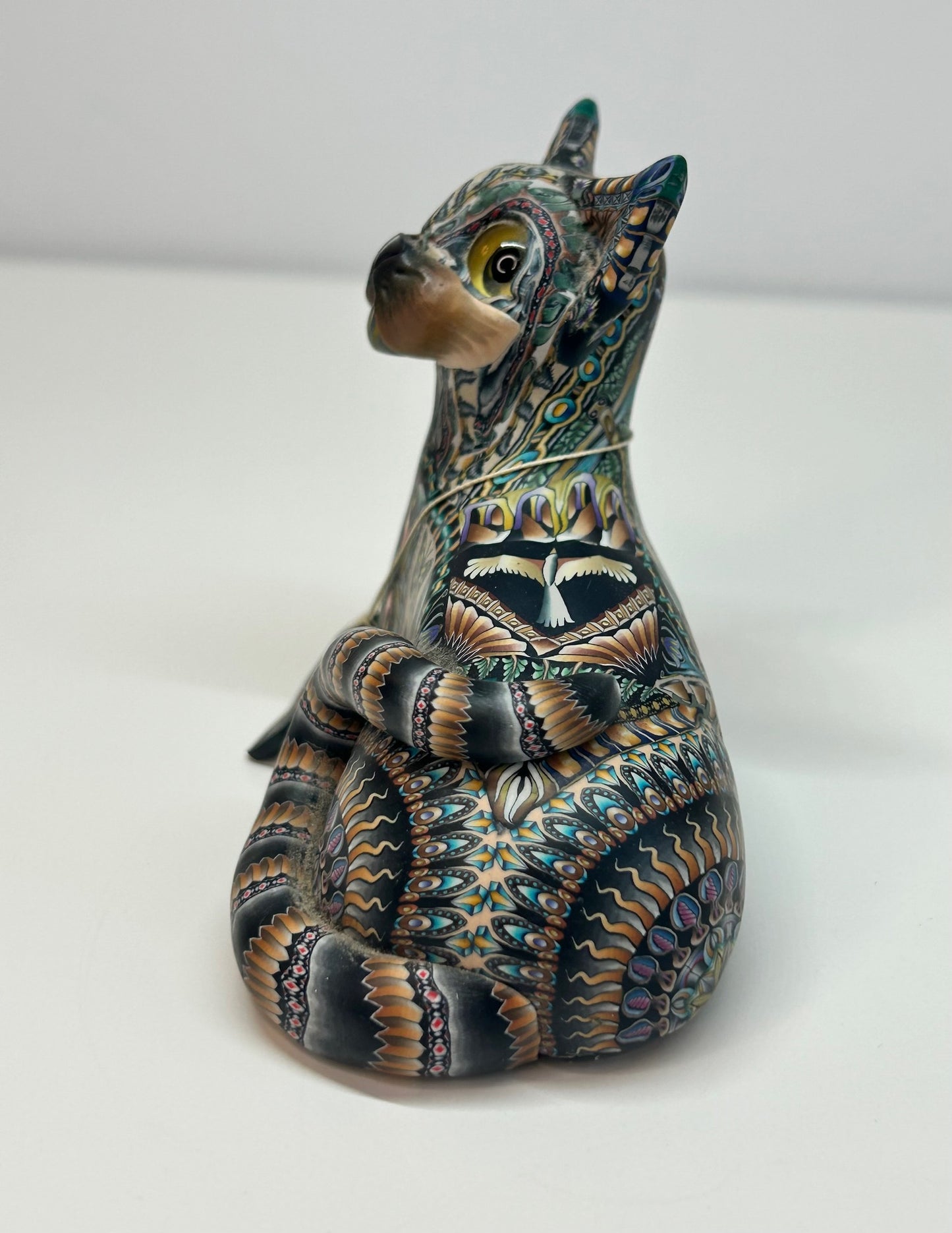Jon Stuart Anderson Artist Polymer Clay Cat Figurine Feline Handmade Sculpture Art