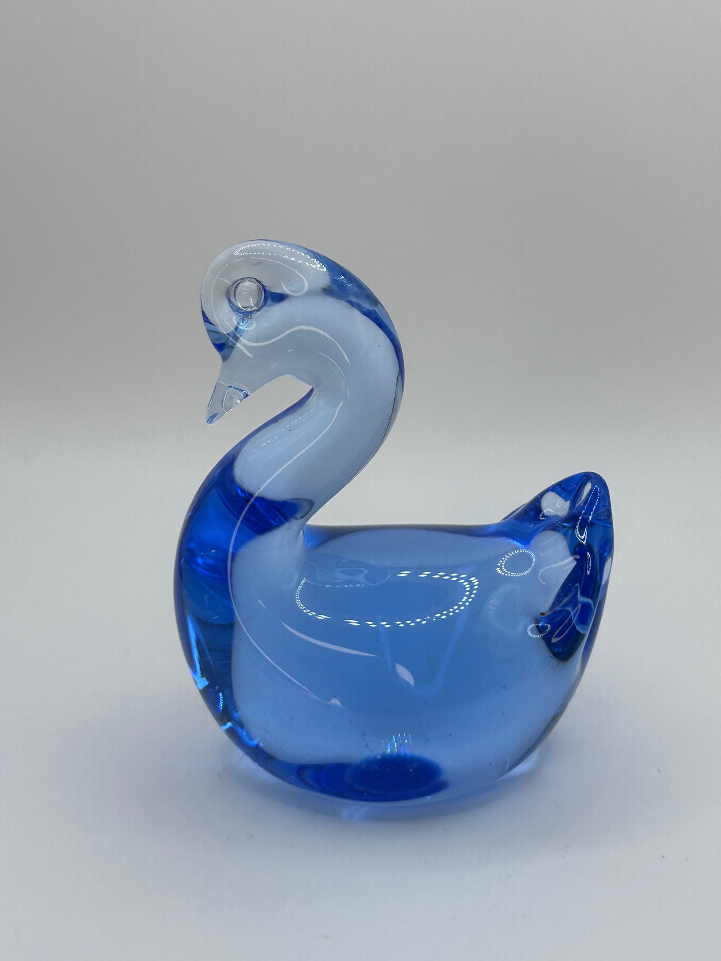 Blue Murano Style Hand-Blown Glass Swan Art Figurine