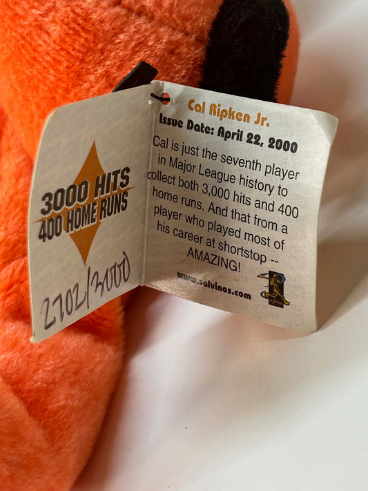 Cal Ripken Jr #d/3000 Limited Edition Commemorative Beanie Bear Orig Tags Drawstring Pouch