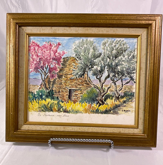 J. Suain Watercolor Painting En Provence - Une Borie
