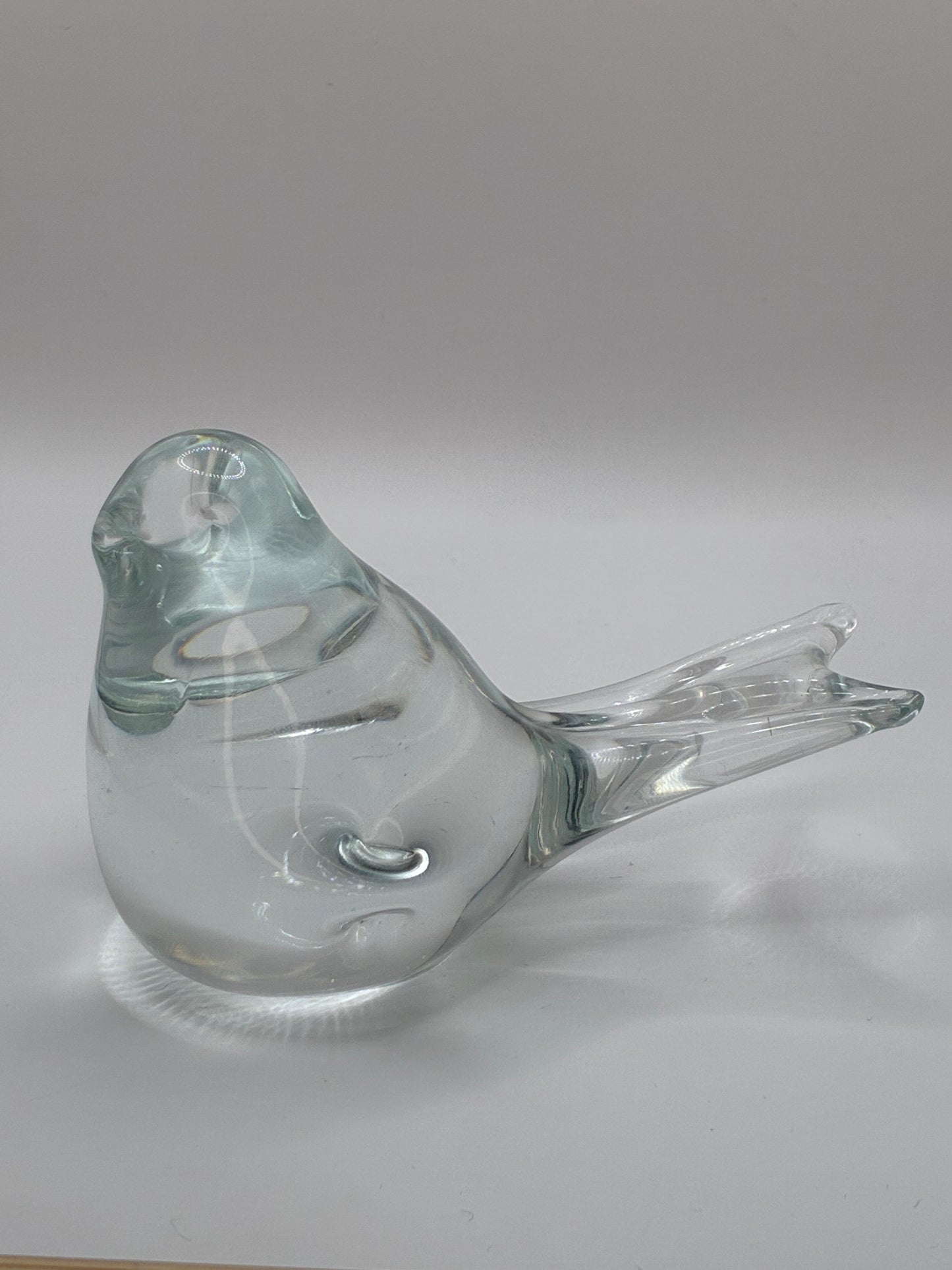 Handmade Artisan Clear Glass Bird Figurine Collectible Art Decor