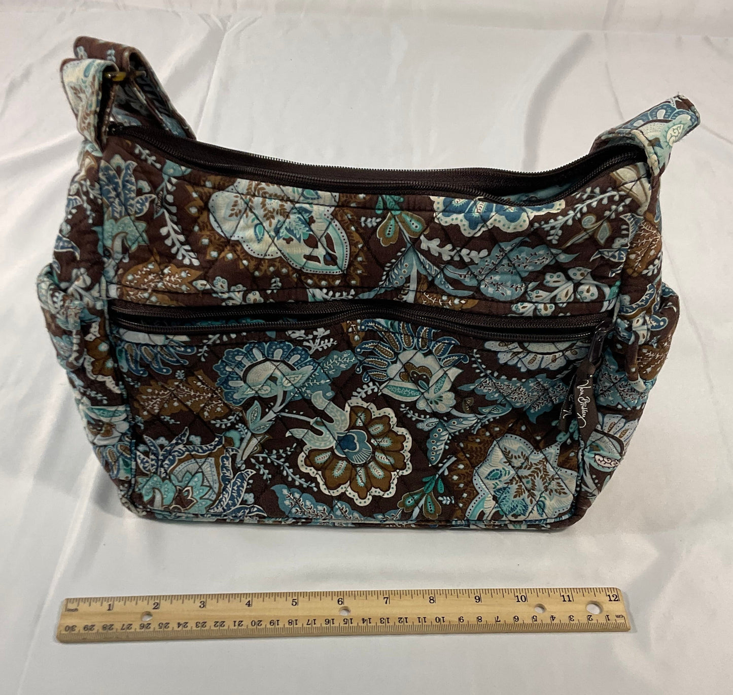 Vera Bradley Java Blue Maggie Shoulder Bag Purse Brown Paisley Vintage Retired Pattern