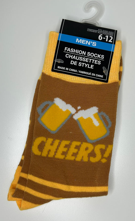 Cheers! Men's Novelty Beer Fashion Socks New Size 6-12